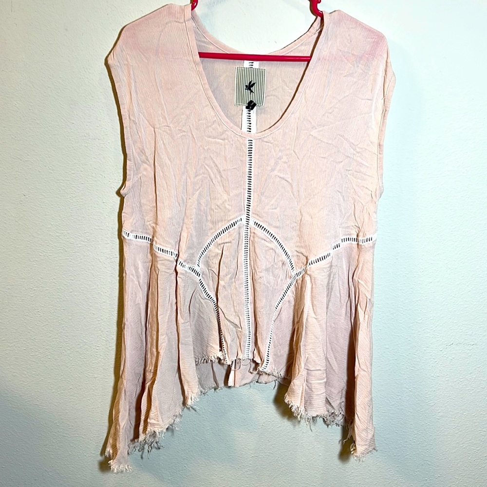 One Teaspoon Blush Pink Flowy Sleeveless Blouse Top Medium